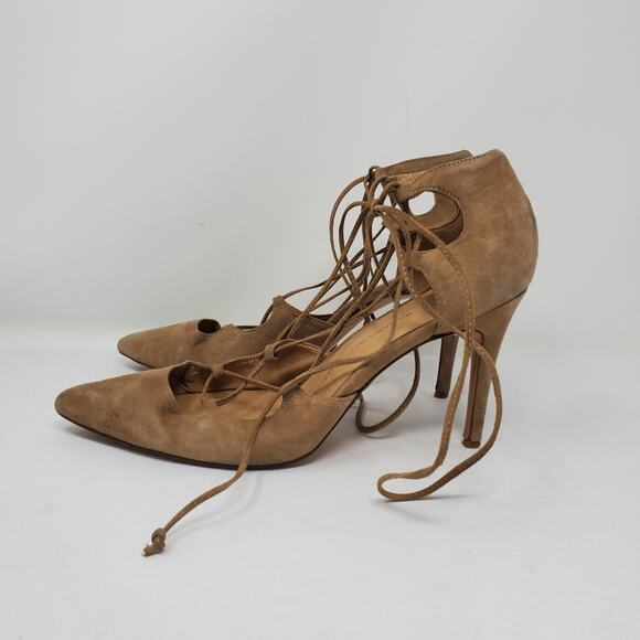 Banana Republic Nude lace up point toe heels 9.5 Excellent condition - Picture 7 of 8